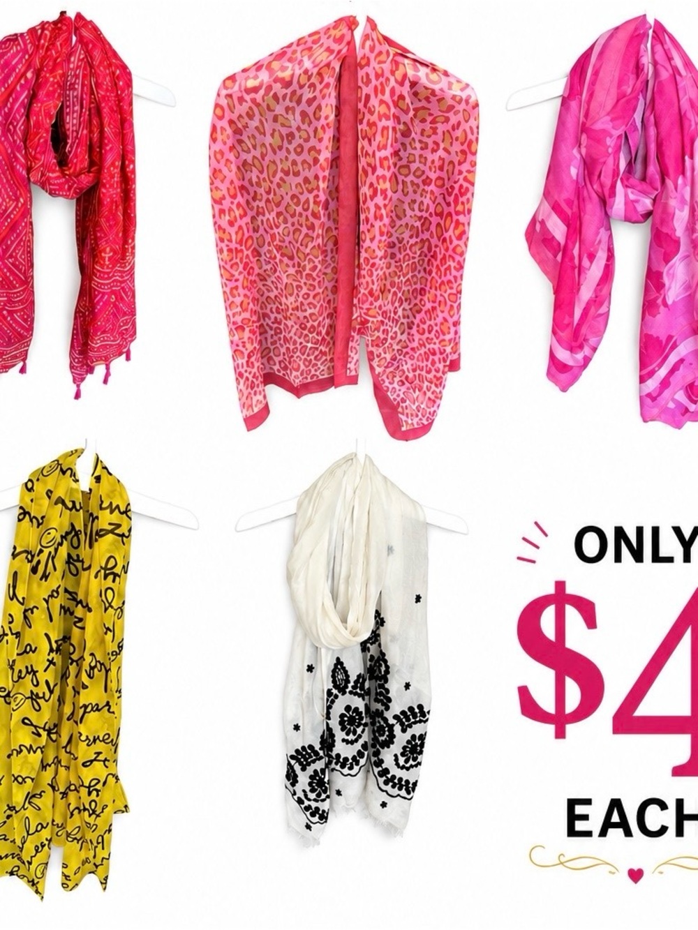 Bright Pink Leopard Print Lightweight Women's Scarf